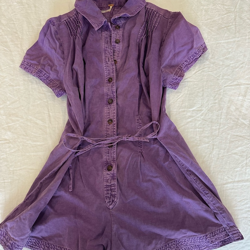 Free People Purple Button-Up Romper